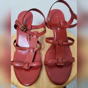 Banana Republic women sandals Fabienne red leather sling back SZ 8